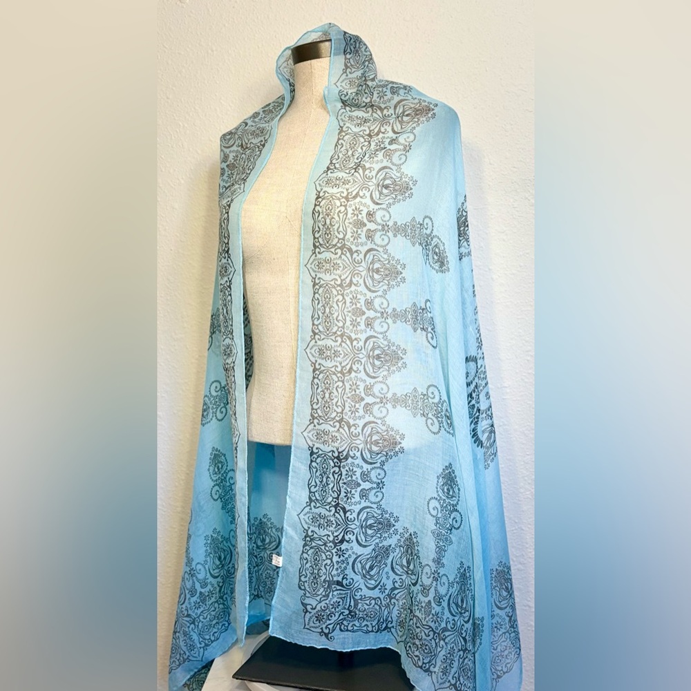 Light Blue Bohemian Pashmina Scarf - OSFA
